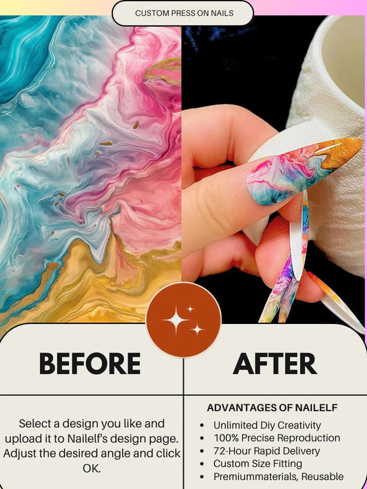 Custom Press - On Nails — Upload Any Design You Love(Teardrop) - NAILELF