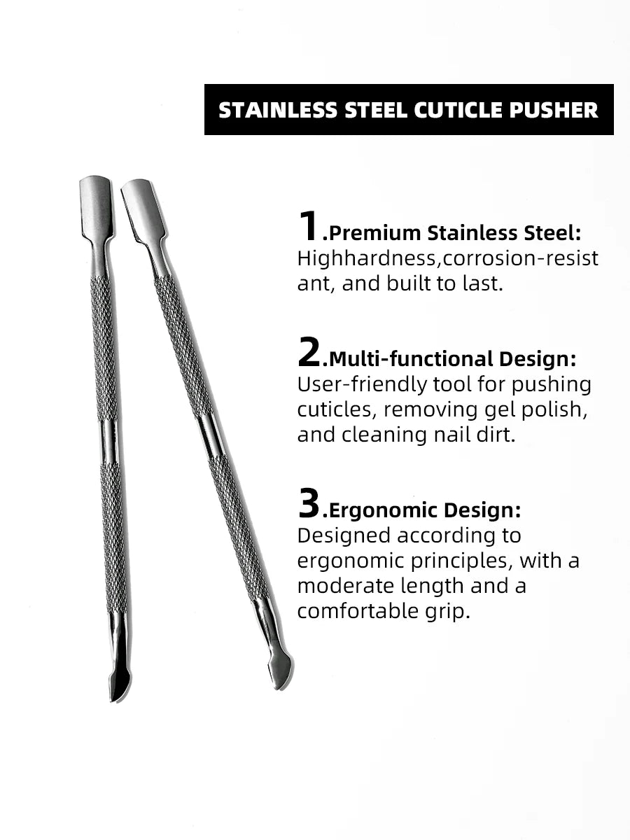 STAINLESS STEEL CUTICLE PUSHER press-on nails detail view