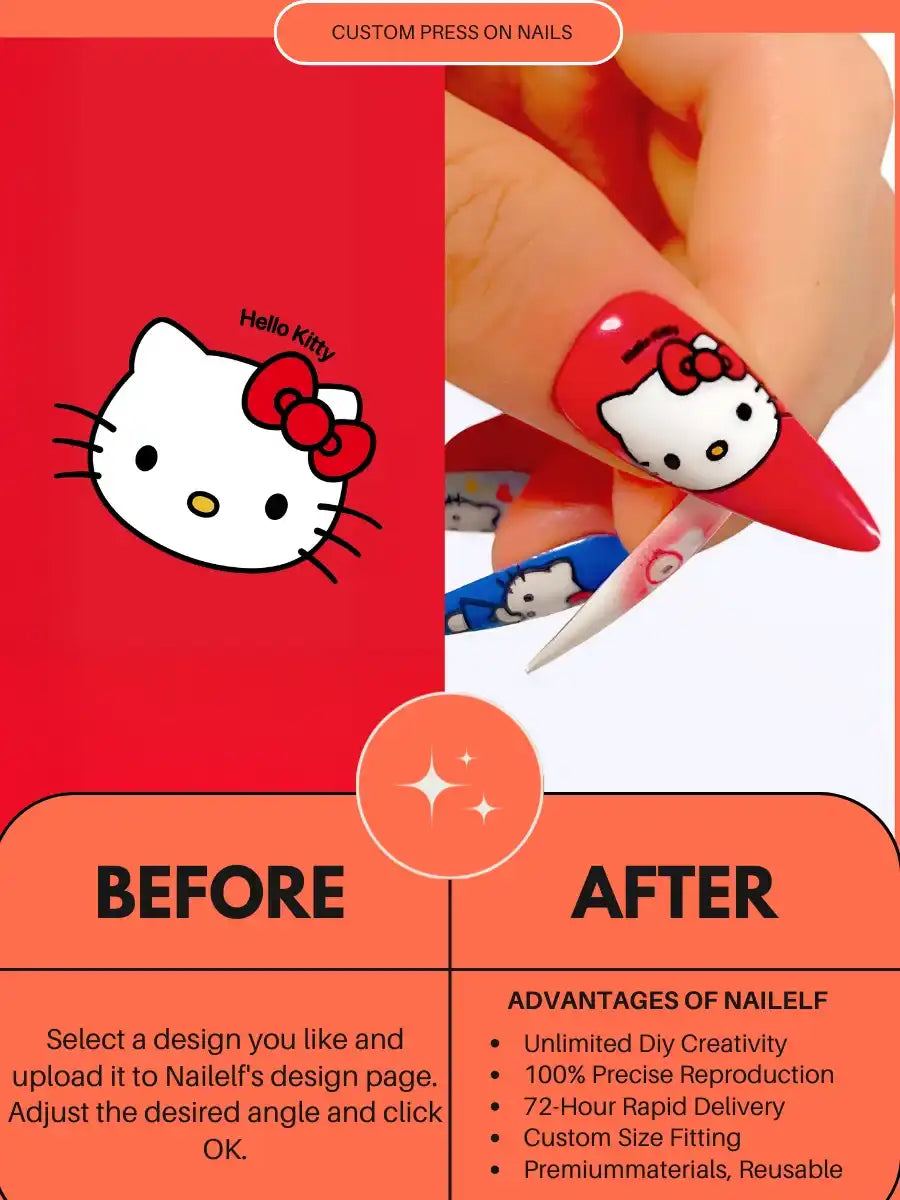 Custom Press-On Nails — Upload Any Design You Love（Almond XL）