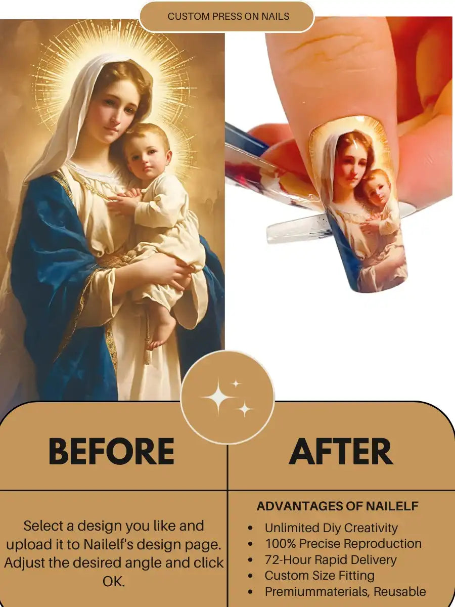 Custom Press-On Nails — Upload Any Design You Love（Square XL）