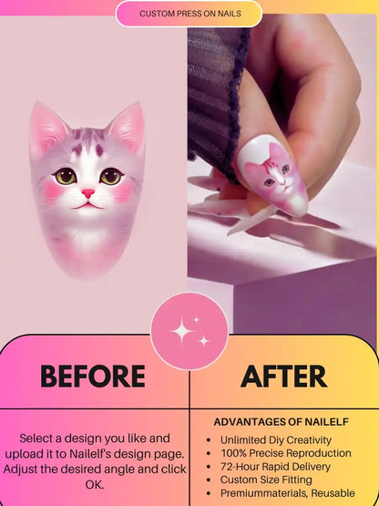 Custom Press-On Nails — Upload Any Design You Love（Almond）