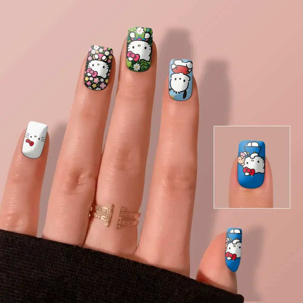Hello Kitty-inspired custom press-on nails