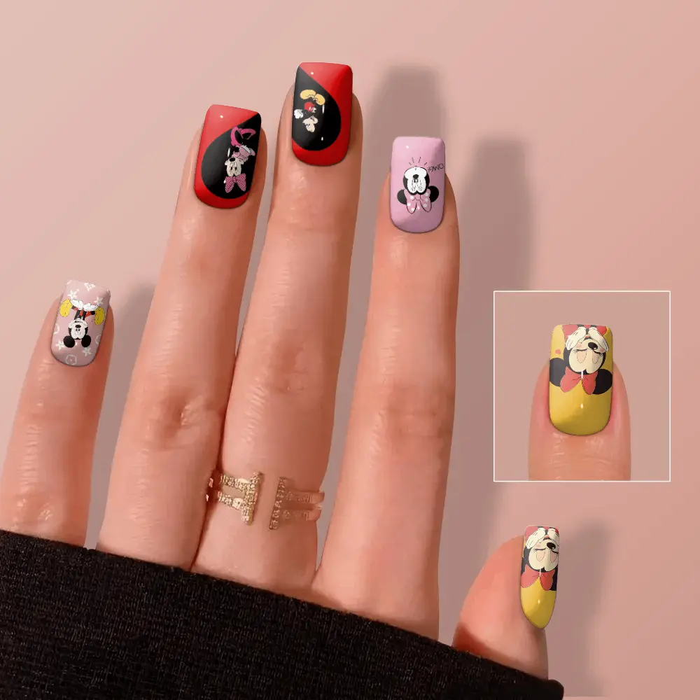Mickey and Minnie-inspired custom press-on nails