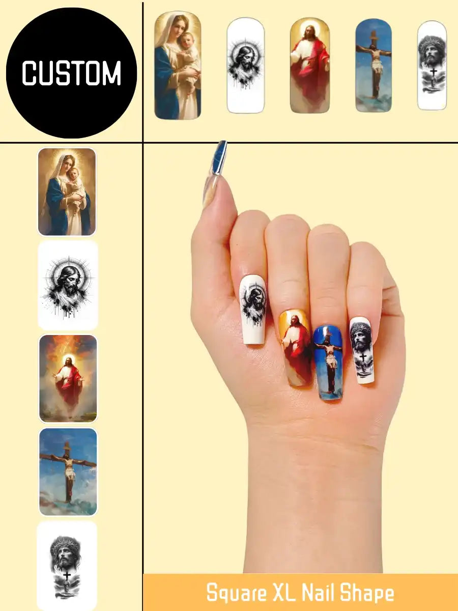 Custom Press-On Nails — Upload Any Design You Love（Square XL）