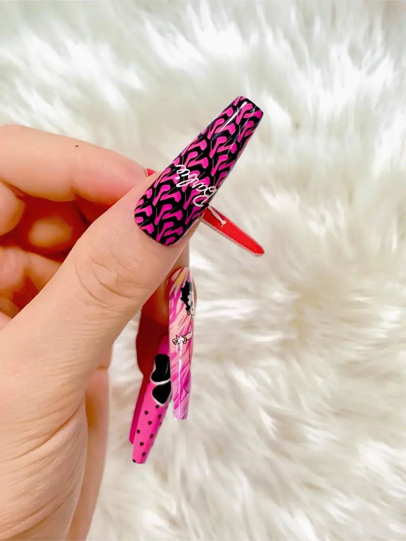 Playful Betty press-on nails close-up view