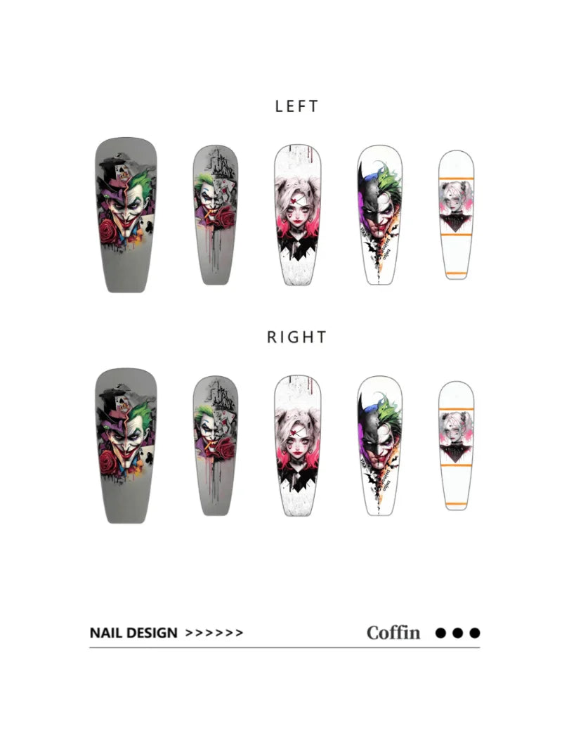 Clown press-on nails set view