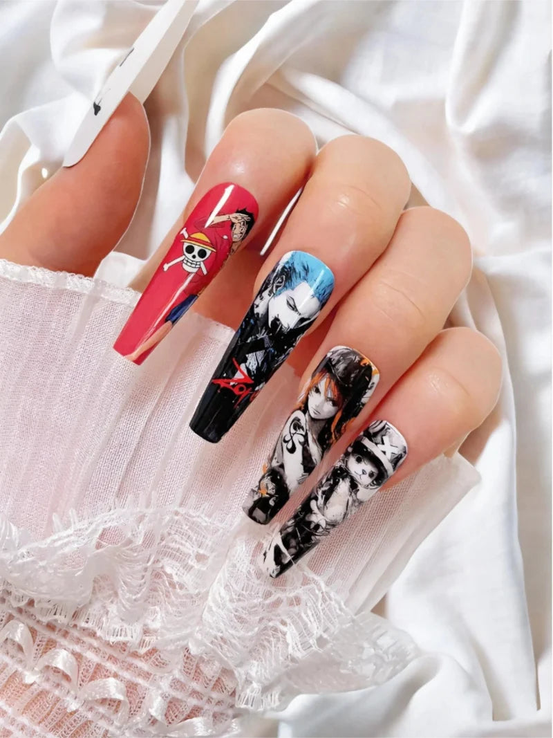 One Piece - Zoro press-on nails close-up view