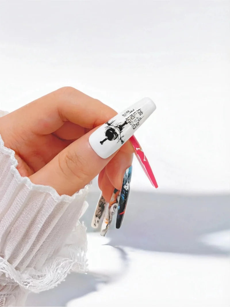One Piece - Zoro press-on nails design close-up