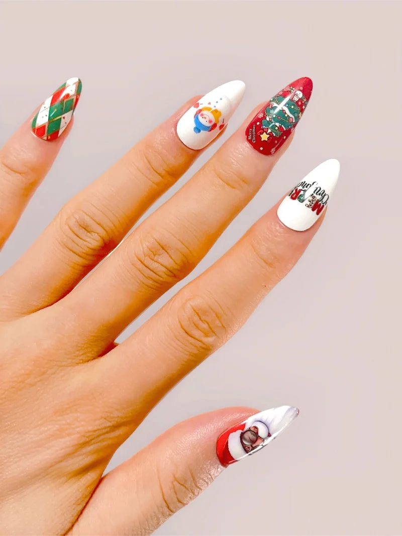Santa Claus press-on nails detail view