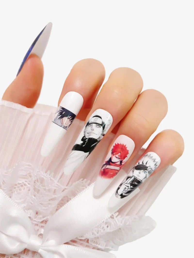 Naruto press-on nails close-up view