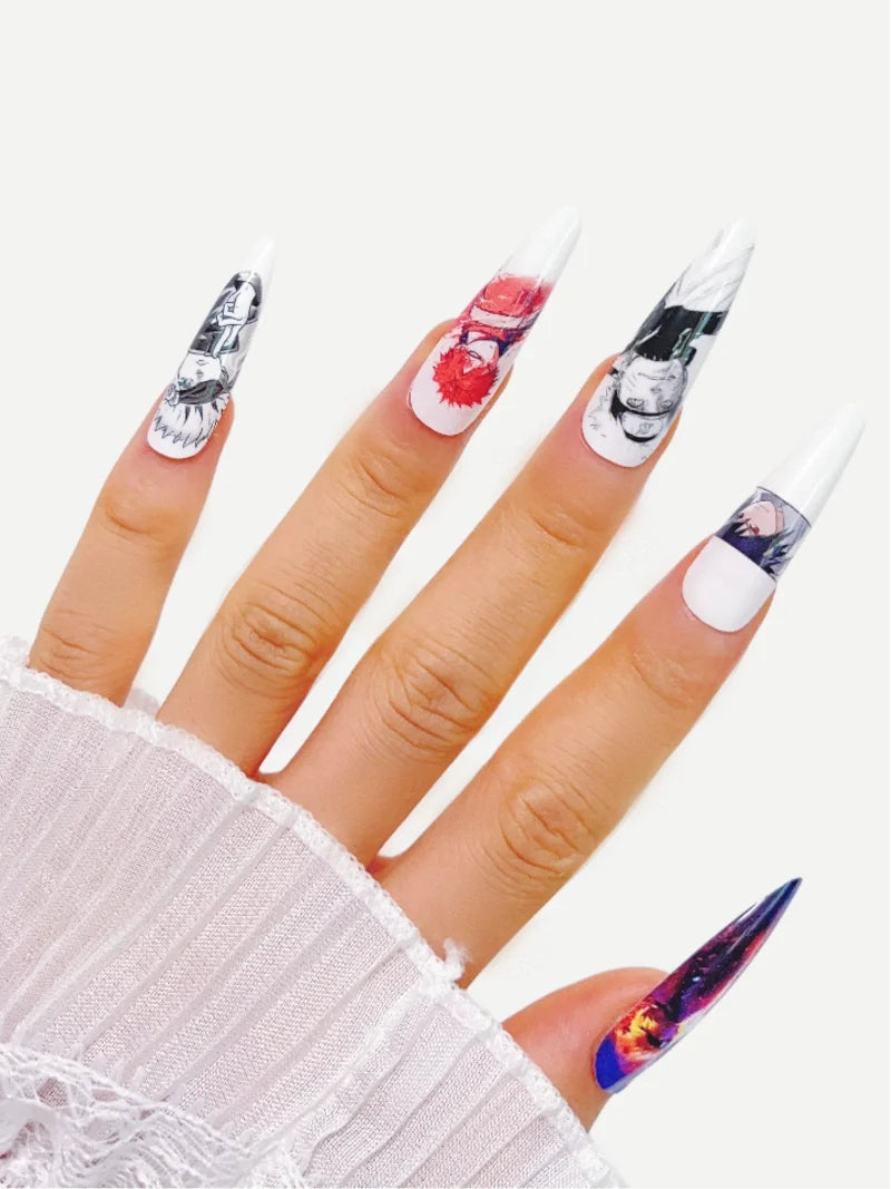 Naruto press-on nails design close-up