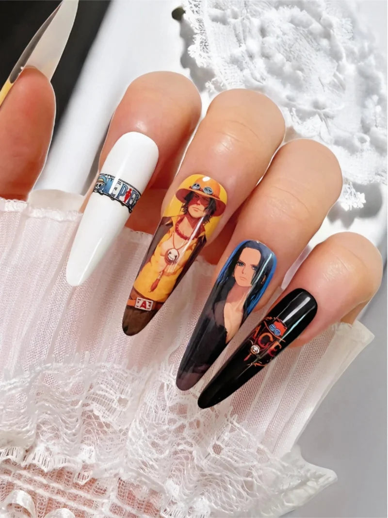 One Piece Luffy Anime Press-On Nails press-on nails close-up view