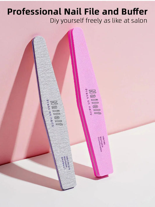 Professional nail file buffer set 100/180 grit washable disinfectable DIY salon quality manicure tools Nailelf