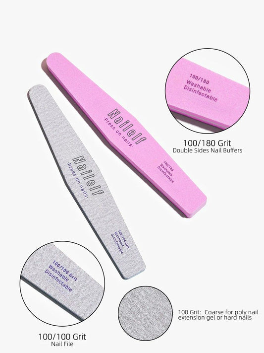nail file buffer 100/180 grit washable disinfectable poly gel extension hard nails professional nail tools Nailelf