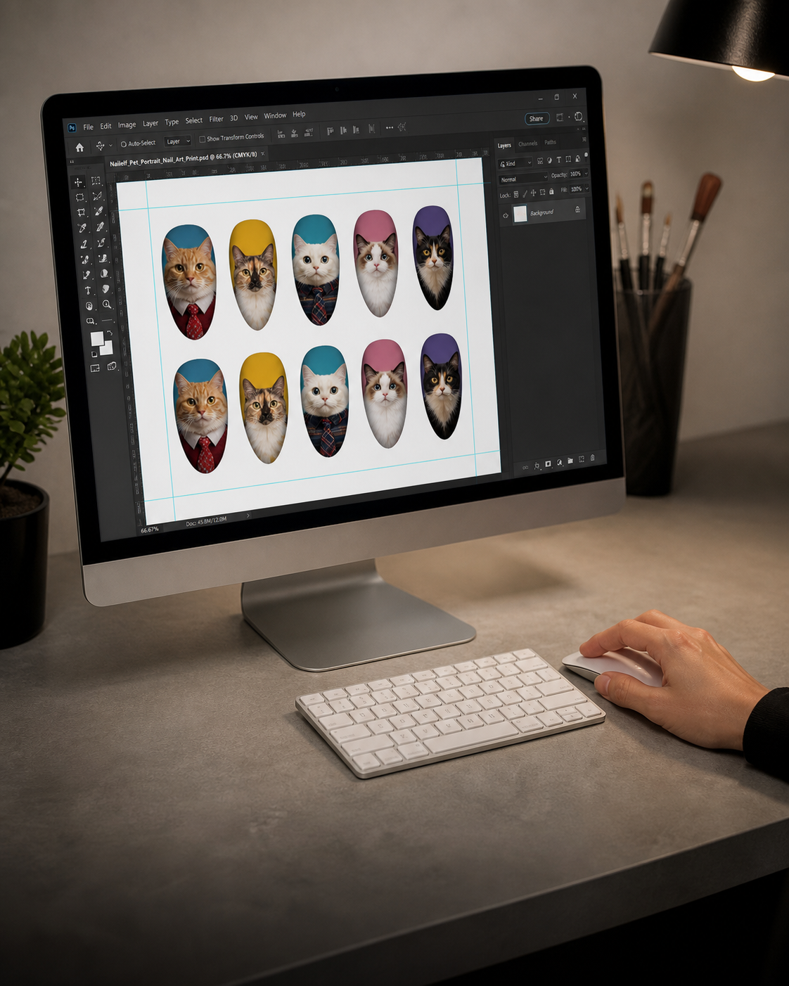 Custom press-on nail order review workstation