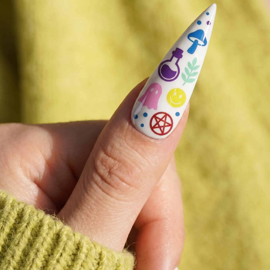 Pastel Potion Pentagram Halloween Stiletto Press-On Nails
